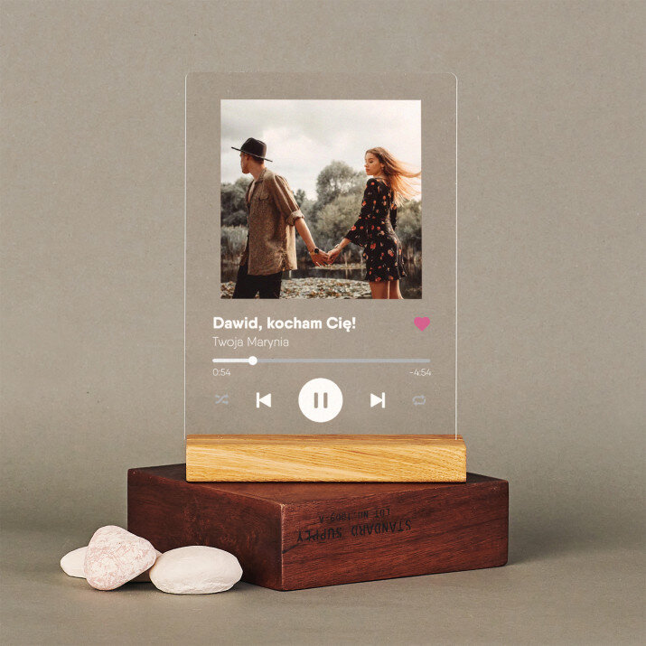 Piosenka spotify dla chłopaka - Wydruk na szkle akrylowym z podstawką