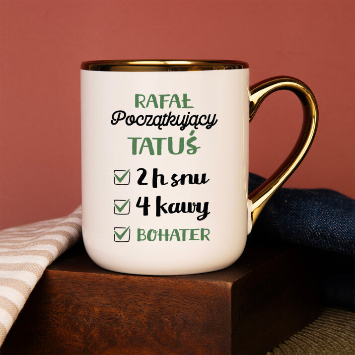 Początkujący tatuś - Kubek ceramiczny z kolorowym rantem