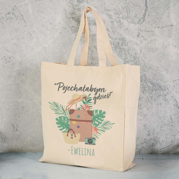 Pojechałabym gdzieś - Torba Bawełniana z Nadrukiem