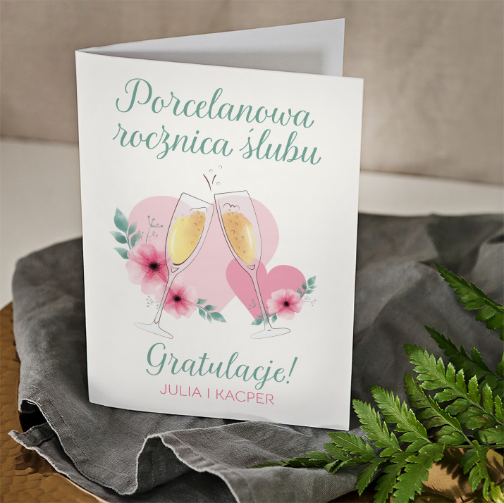 Porcelanowa rocznica ślubu - kartka z życzeniami