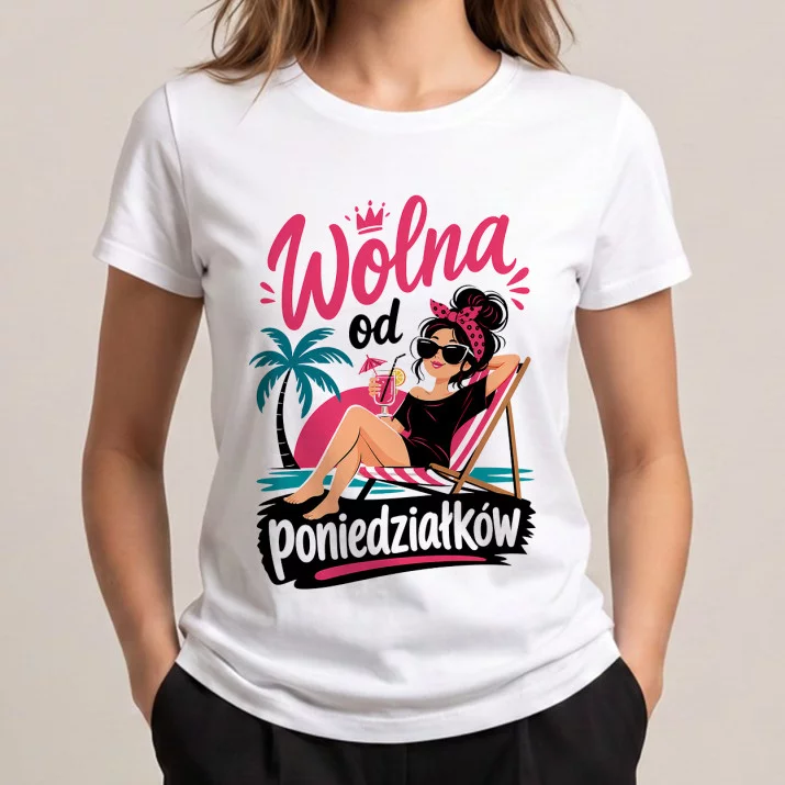 Koszulka Damska Biała Na Pożegnanie Z Pracy Prezent Dla Kobiety: Wolność Po Pracy