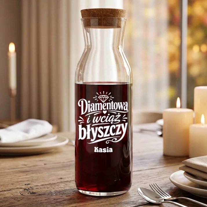 Karafka Do Wina Personalizowana Na 60 Rocznicę Ślubu Prezent Na Walentynki Dla Kobiety: Diamentowa I Wciąż