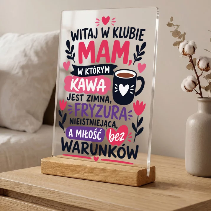 Druk Na Szkle Na Pierwszy Dzień Mamy Prezent Dla Mamy Kobiety: Klub Mam – Zimna Kawa Druk Na Szkle Na Pierwszy Dzień Mamy Prezent Dla Mamy Kobiety: Klub Mam – Zimna Kawa