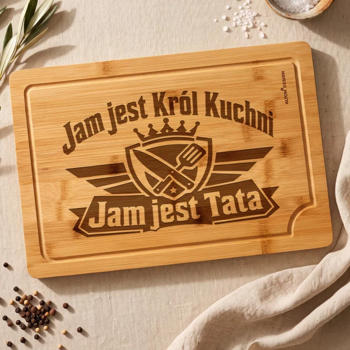 Deska Do Krojenia Dla Taty Prezent Na Dzień Ojca Dla Mężczyzny: Herb Króla Kuchni