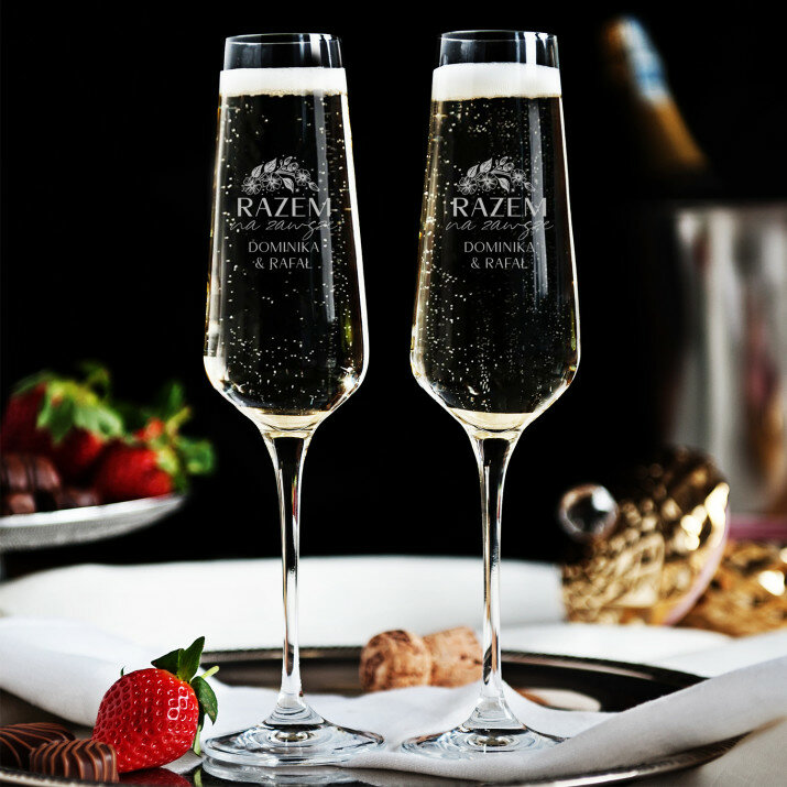 Razem na zawsze - Dwa Grawerowane Kieliszki do szampana