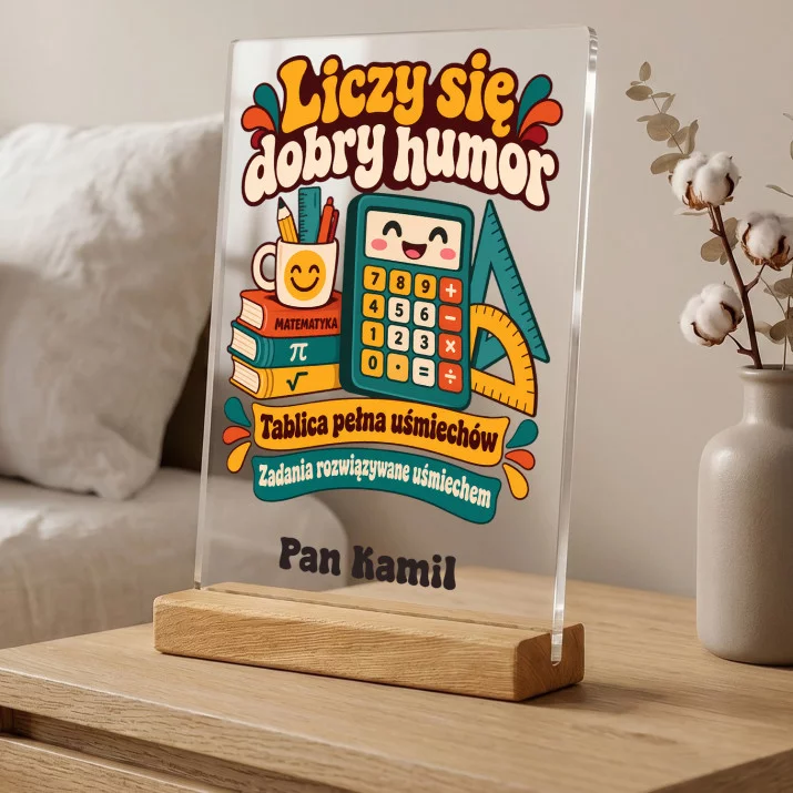 Druk Na Szkle Dla Nauczyciela Matematyki Prezent Dla Mężczyzny: Liczy Się Dobry Humor