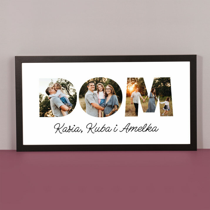 Słowo DOM - wydruk obramowany