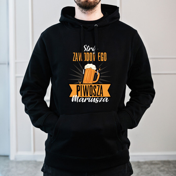 strój zawodowego piwosza - Bluza męska czarna z kapturem