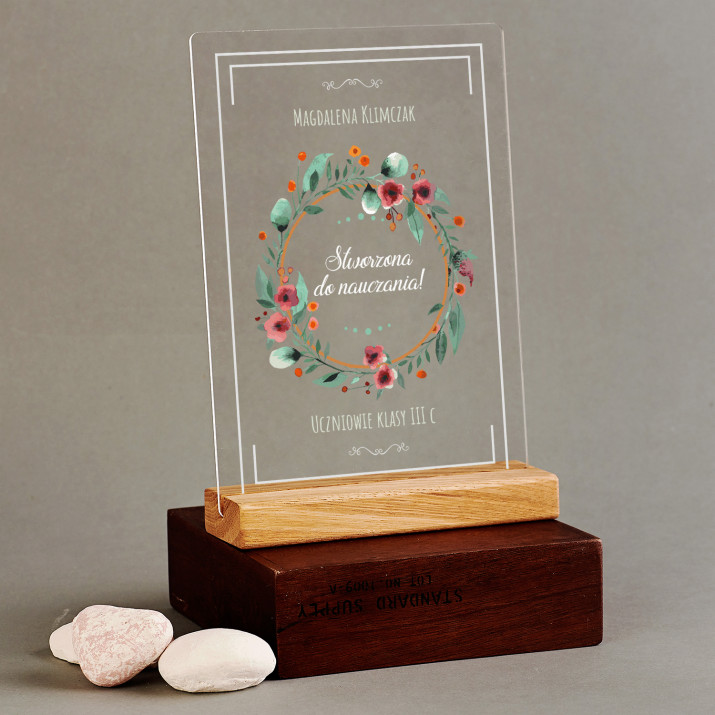 Stworzona do nauczania - Wydruk na szkle akrylowym z podstawką