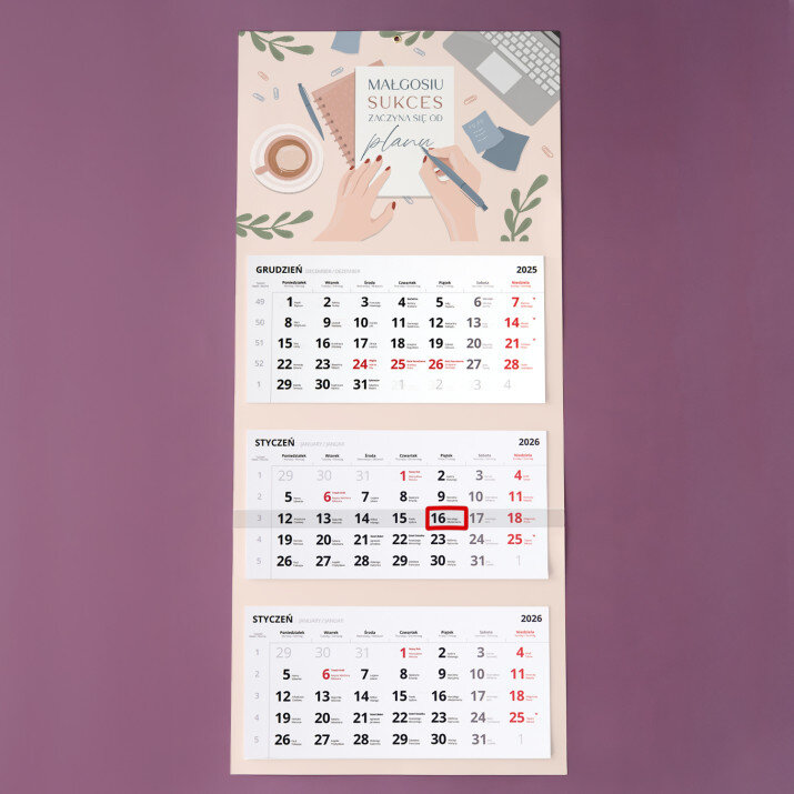 Sukces zaczyna się od planów - Kalendarz trójdzielny
