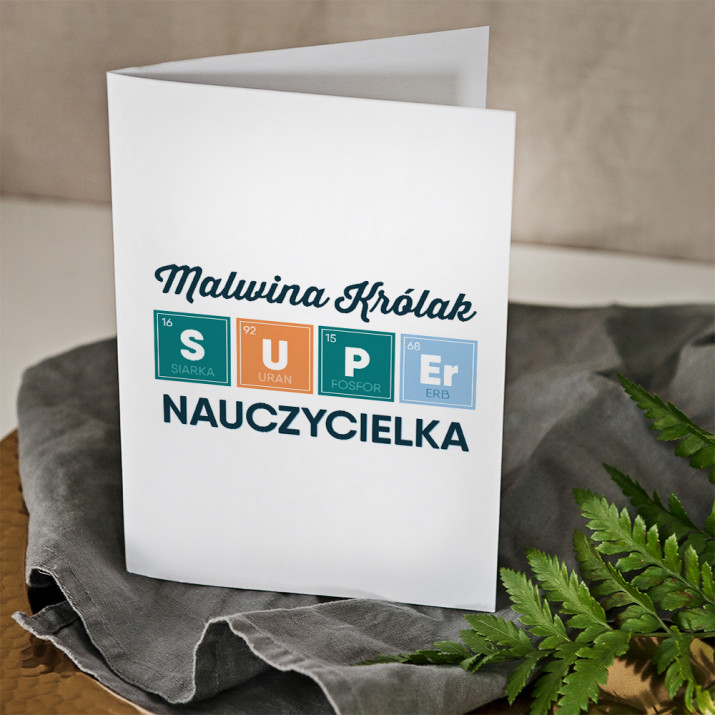 Super nauczycielka - kartka z życzeniami