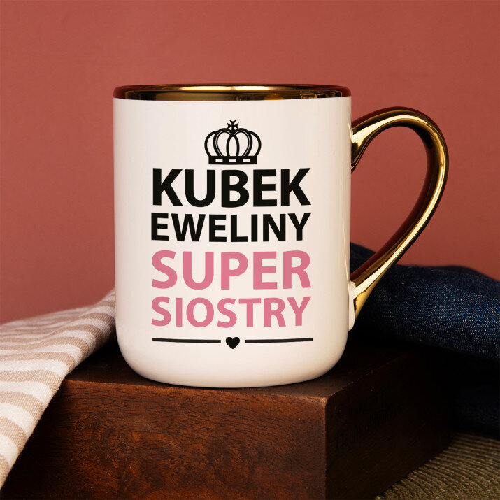 Super siostra - Kubek ceramiczny ze złotym rantem