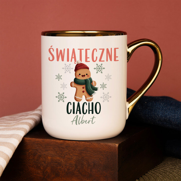 Świąteczne ciacho 2 - Kubek ceramiczny ze złotym rantem