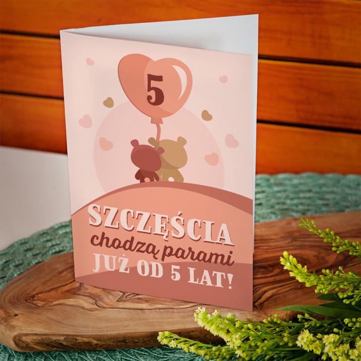 Szczęścia chodzą parami - kartka z życzeniami