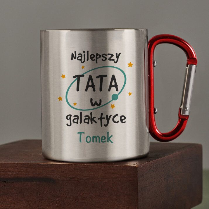 Tata w galaktyce - Kubek metalowy z karabińczykiem