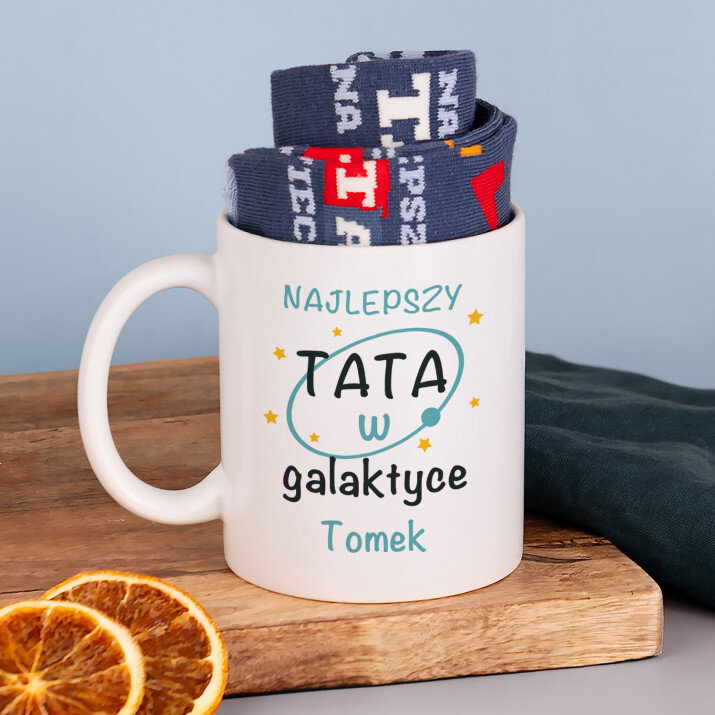 Tata w galaktyce - Skarpetki w kubku dla taty
