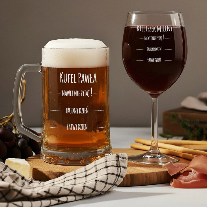 Trudny dzień - Zestaw kufel i kieliszek do wina