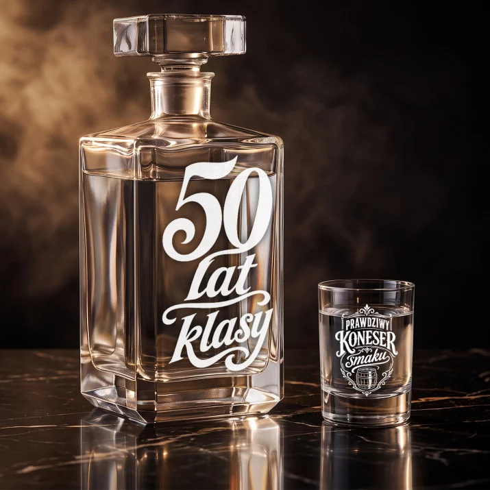 Zestaw Do Wódki z Grawerem Na 50 Prezent Na 50 Urodziny: 50 Lat Klasy