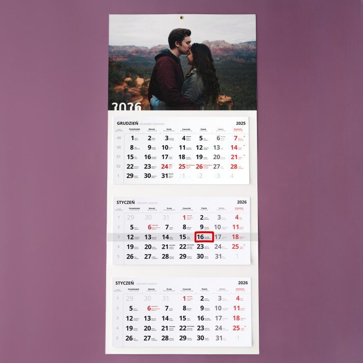 Twoje zdjęcie - Kalendarz trójdzielny