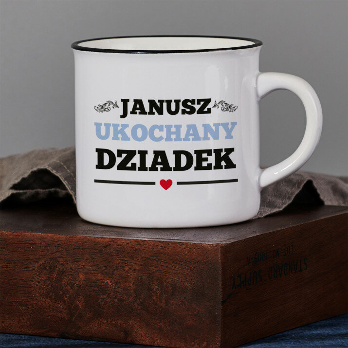 Ukochany dziadek - Kubek ceramiczny z czarnym rantem Ukochany dziadek - Kubek ceramiczny z czarnym rantem