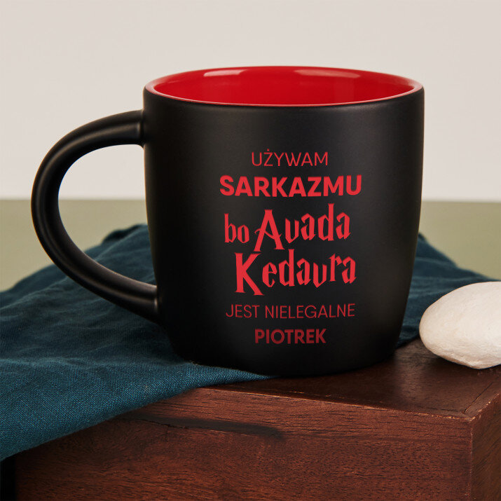 Używam sarkazmu - Czarny kubek ceramiczny