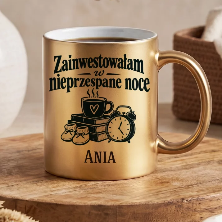 Złoty Kubek Dla Przyszłej Mamy Prezent Na Dzień Mamy Dla Kobiety: Zainwestowałam W