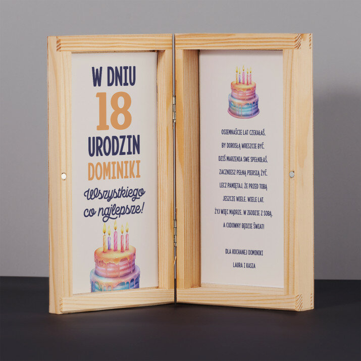 W dniu 18 urodzin wszystkiego co najlepsze - Drewniane pudełko na pieniądze