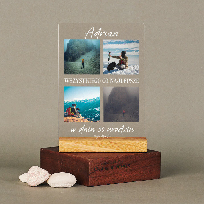 W dniu 50 urodzin - Wydruk na szkle akrylowym z podstawką
