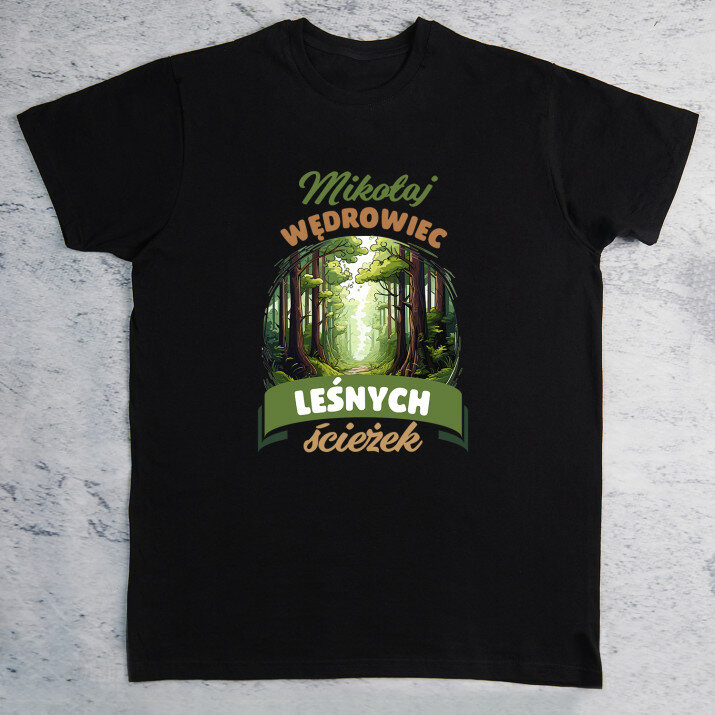 Wędrowiec leśnych ścieżek - Czarna koszulka męska
