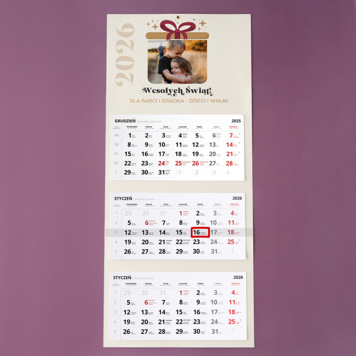 Wesołych świąt - Kalendarz trójdzielny