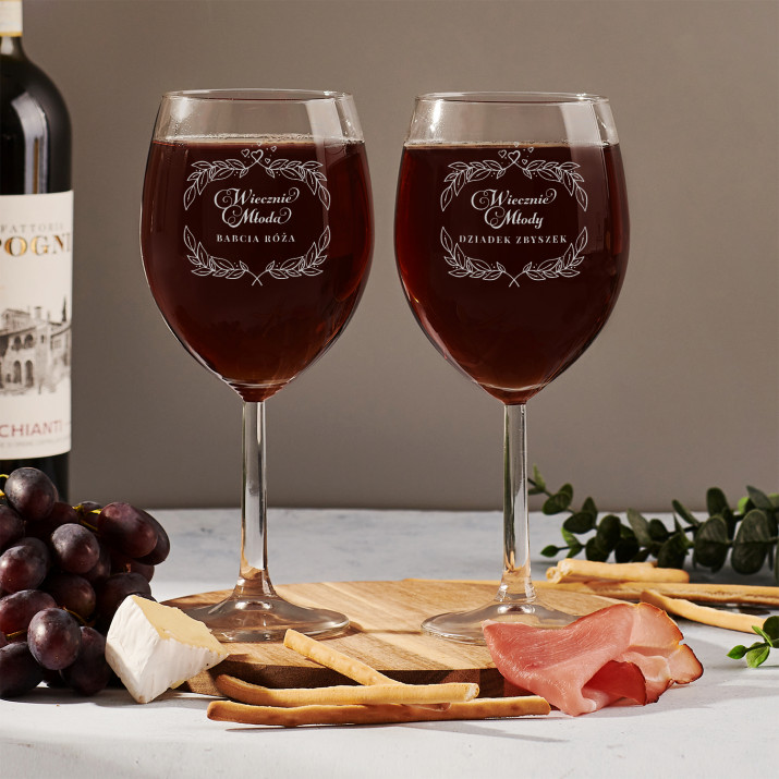 Wiecznie młodzi - Dwa Grawerowane Kieliszki do wina