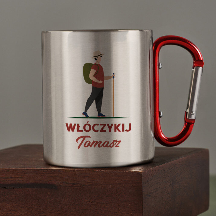 Włóczykij - Kubek metalowy z karabińczykiem