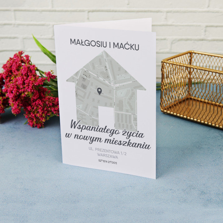 Wspaniałego życia w nowym mieszkaniu - Twoja lokalizacja - Kartka z życzeniami Wspaniałego życia w nowym mieszkaniu - Twoja lokalizacja - Kartka z życzeniami