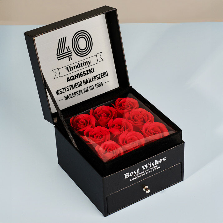 Wszystkiego najlepszego - Pudełko na biżuterię z wiecznymi różami