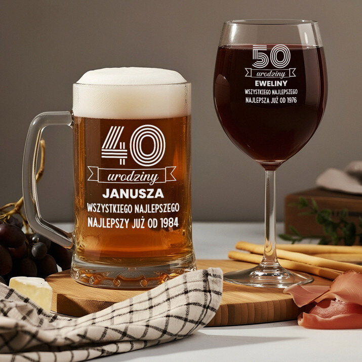 Wszystkiego najlepszego - Zestaw kufel i kieliszek do wina