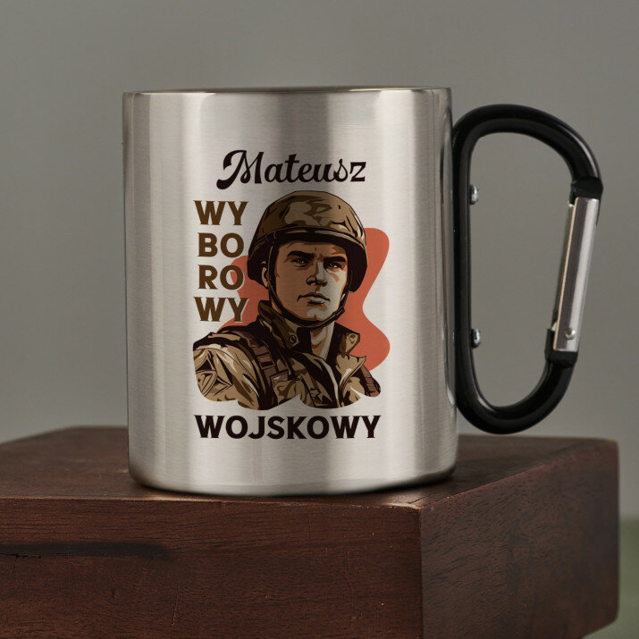 Wyborowy wojskowy - Kubek metalowy z karabińczykiem