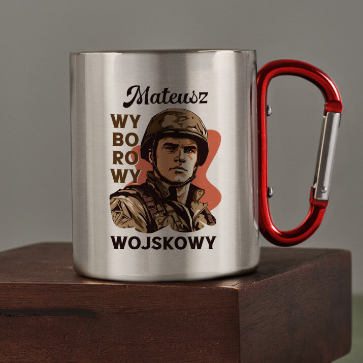 Wyborowy wojskowy - Kubek metalowy z karabińczykiem