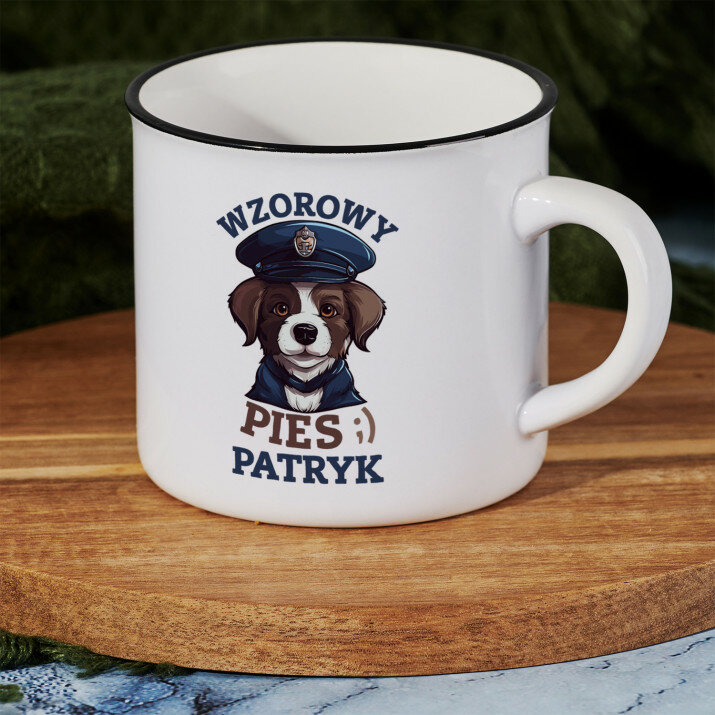 Wzorowy pies - Kubek ceramiczny z czarnym rantem Wzorowy pies - Kubek ceramiczny z czarnym rantem