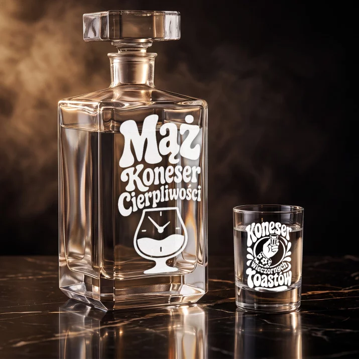 Zestaw Do Wódki z Grawerem Na 15 Rocznicę Ślubu Prezent: Mąż Koneser Cierpliwości Zestaw Do Wódki z Grawerem Na 15 Rocznicę Ślubu Prezent: Mąż Koneser Cierpliwości