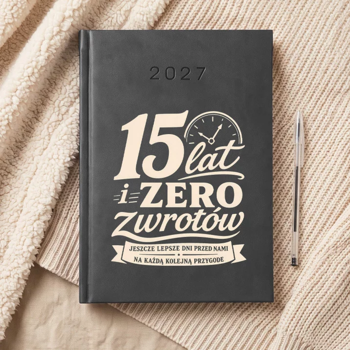 Kalendarz Książkowy A5 2027 Na 15 Rocznicę Ślubu Prezent Dla Mężczyzny: Retro Typograficzny Kalendarz Książkowy A5 2027 Na 15 Rocznicę Ślubu Prezent Dla Mężczyzny: Retro Typograficzny
