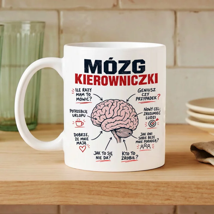 Kubek Z Nadrukiem Dla Szefowej Prezent Dla Kobiety: Mózg Kierowniczki Kubek Z Nadrukiem Dla Szefowej Prezent Dla Kobiety: Mózg Kierowniczki