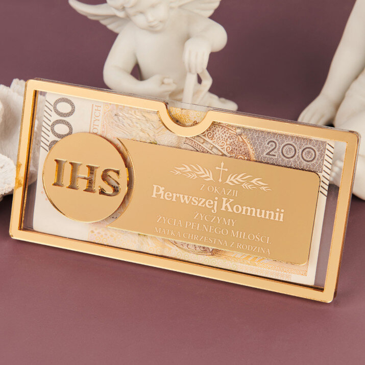 Z okazji Pierwszej Komunii - Akrylowa koperta na pieniądze IHS
