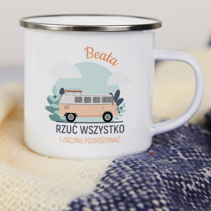 Zacznij podróżować - Kubek emaliowany