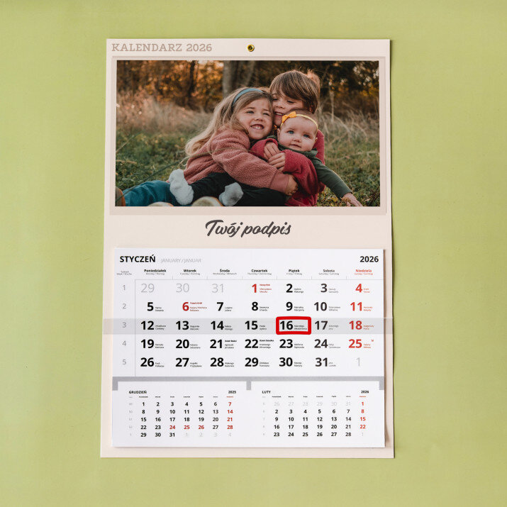 Zdjęcie i podpis - Kalendarz jednodzielny