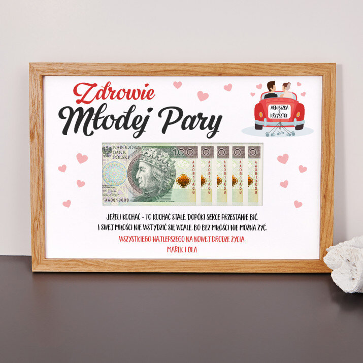Zdrowie młodej pary - Ramka na pieniądze Zdrowie młodej pary - Ramka na pieniądze