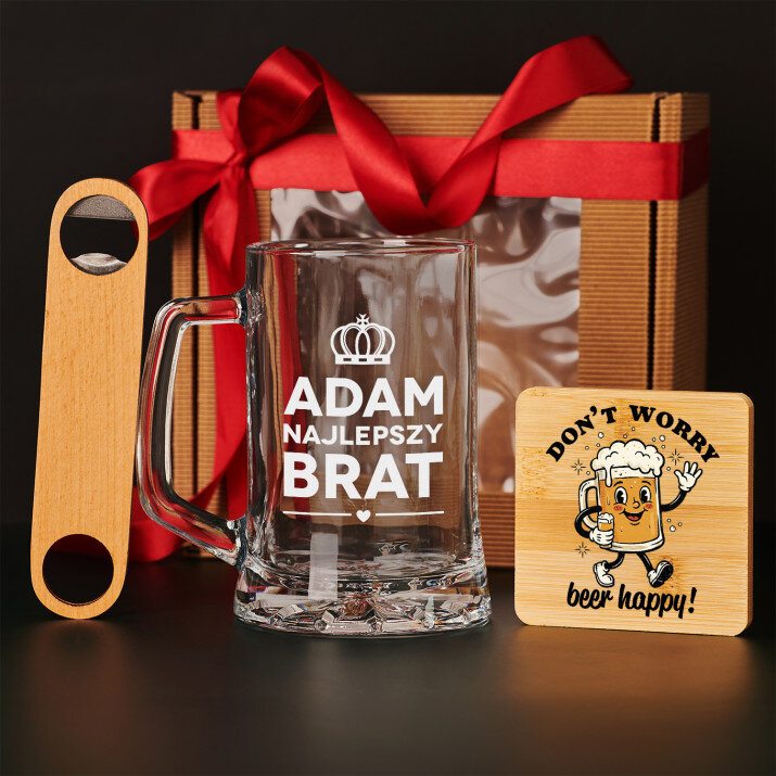 Zestaw prezentowy dla brata z kuflem i otwieraczem