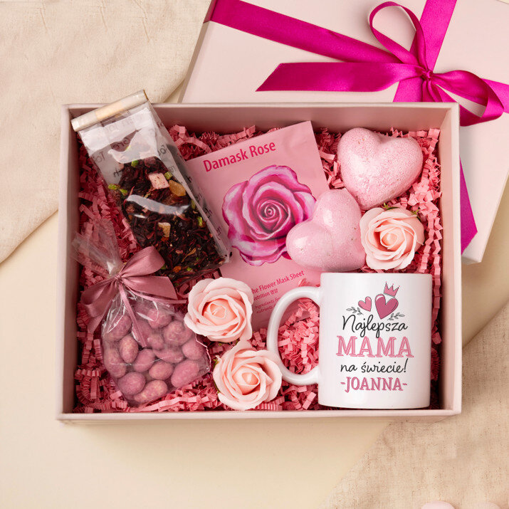 Zestaw prezentowy dla mamy z kubkiem i różanym spa Zestaw prezentowy dla mamy z kubkiem i różanym spa