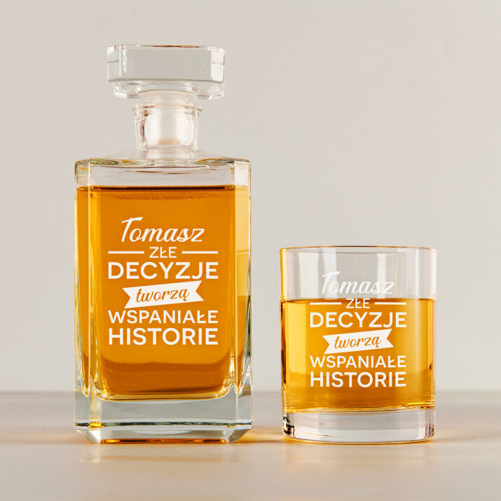 złe decyzje - Zestaw Grawerowana Karafka 0,7 i Szklanki Do Whisky złe decyzje - Zestaw Grawerowana Karafka 0,7 i Szklanki Do Whisky