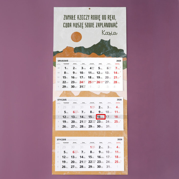 Zwykłe rzeczy robie od ręki - Kalendarz trójdzielny Zwykłe rzeczy robie od ręki - Kalendarz trójdzielny