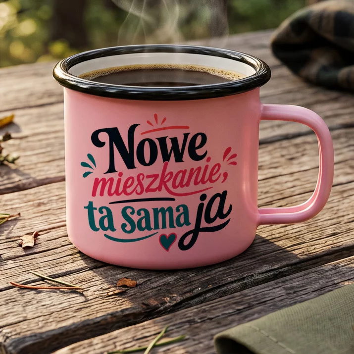 Kubek Emaliowany Na Nowe Mieszkanie Prezent Dla Kobiety: Nowy Start Z Humorem Kubek Emaliowany Na Nowe Mieszkanie Prezent Dla Kobiety: Nowy Start Z Humorem